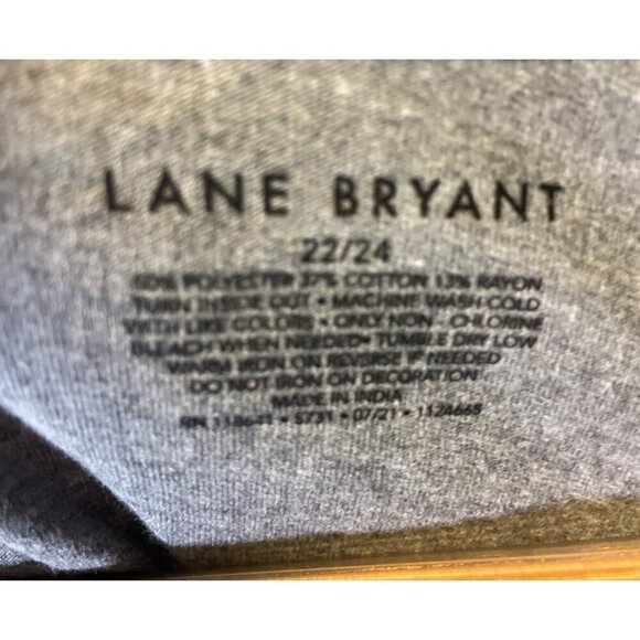 Lane Bryant Gray V Neck Merry Holiday Sparkle Detail 3/4 Sleeve T Shirt Sz 22 - Picture 6 of 8